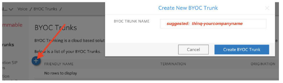 Create Twilio Trunk