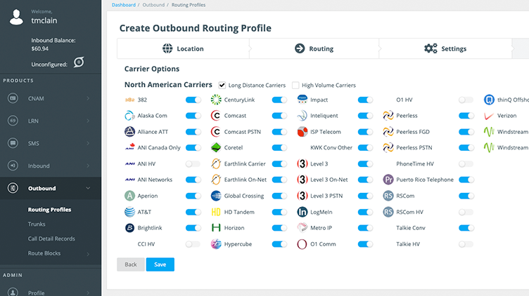 Outbound Routing Profile on thinQ by Commio