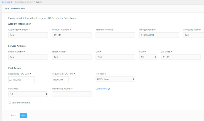 Port In Tracking thinQ Step 2