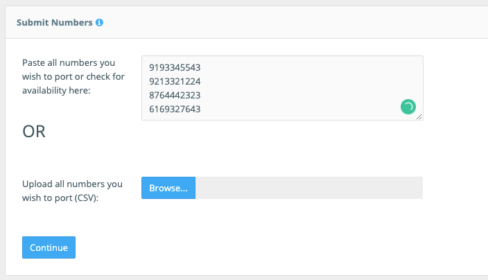 Submit Phone Numbers (DIDs) to thinQ