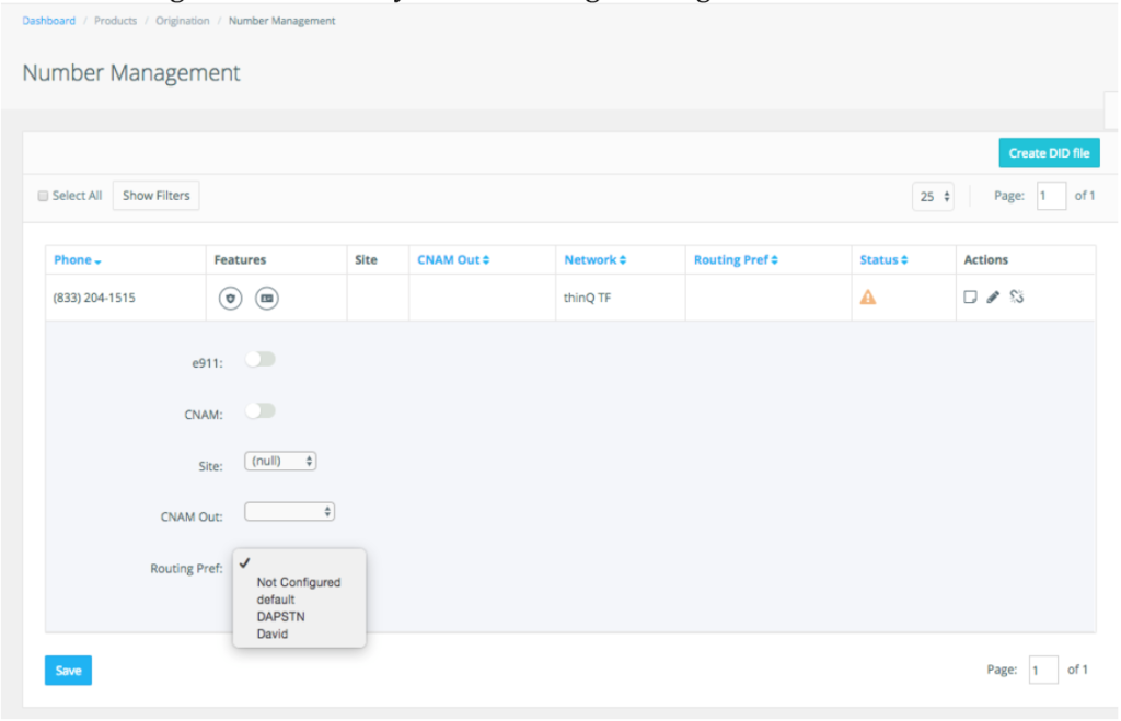 Phone Number Ordering at thinQ