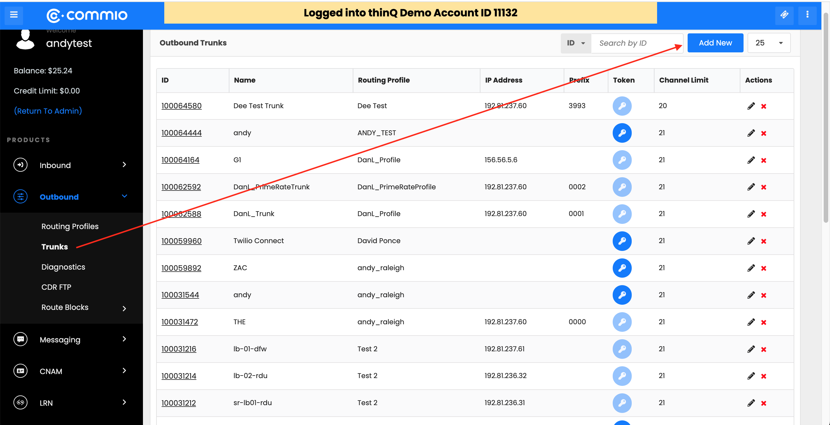 Add New Trunk for Twilio BYOC in Commio io Platform