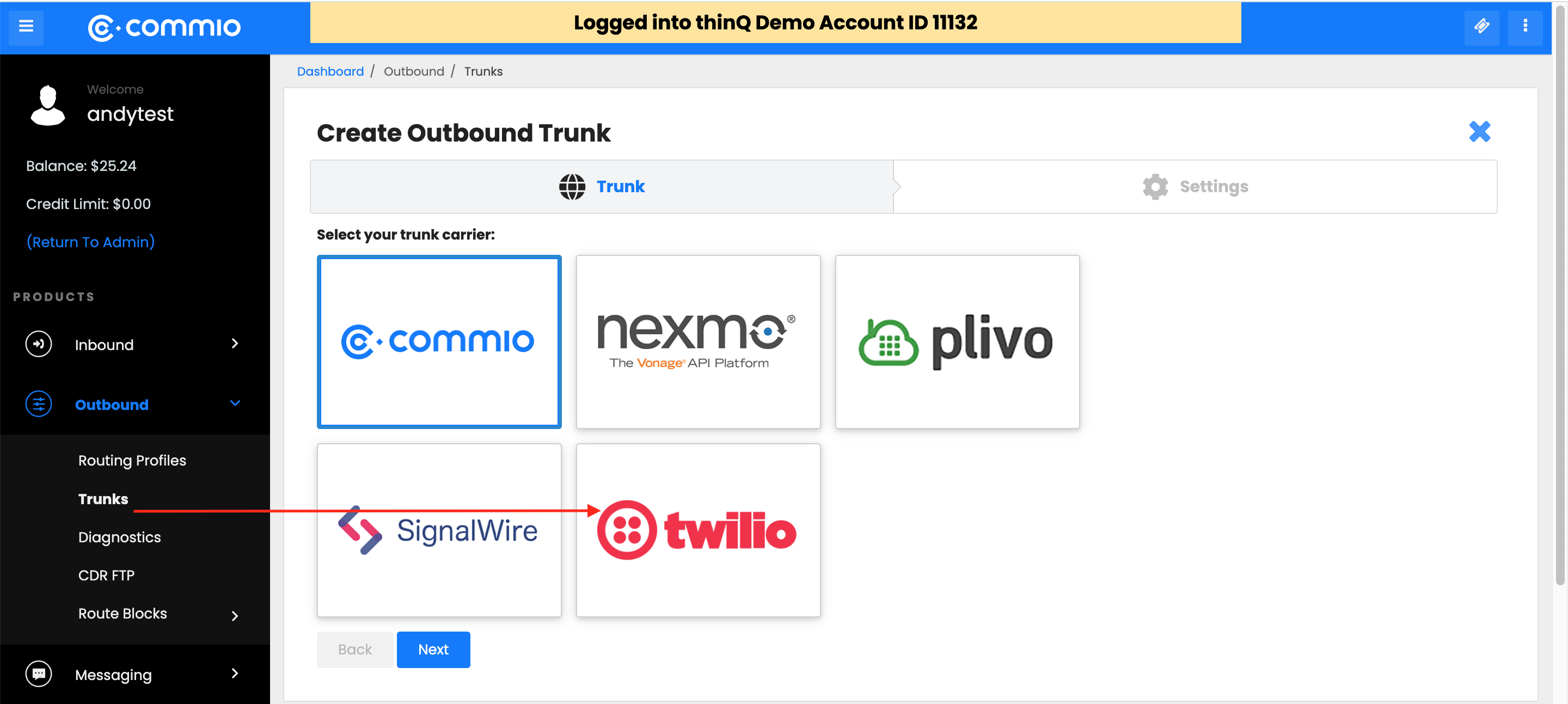 Commio io Select Twilio