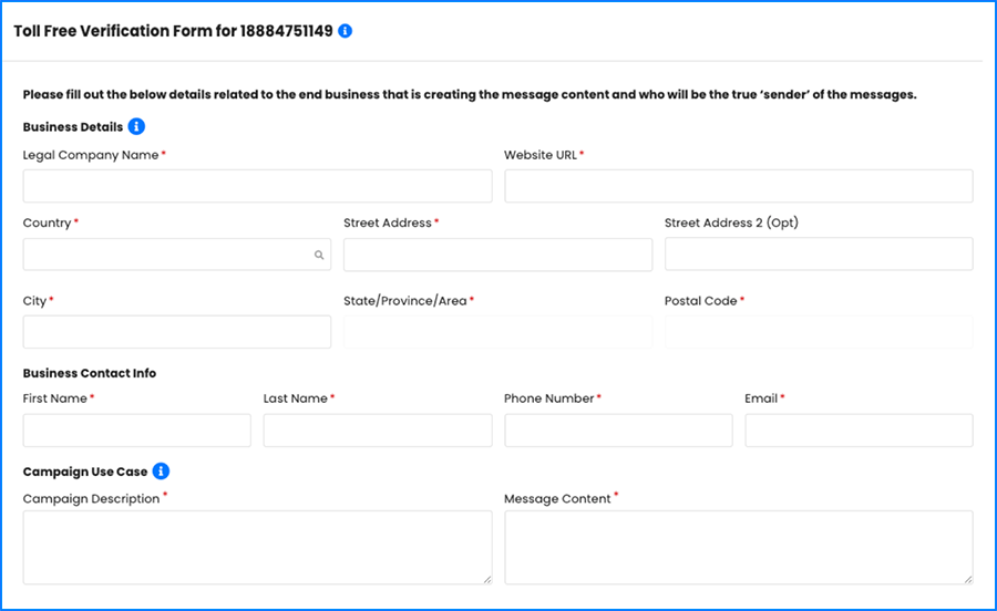 Toll-free Verification Form on commio.io