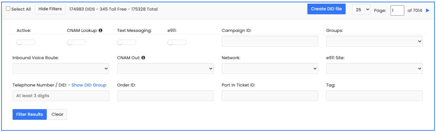 Filter by Campaign ID Group on Configure Numbers
